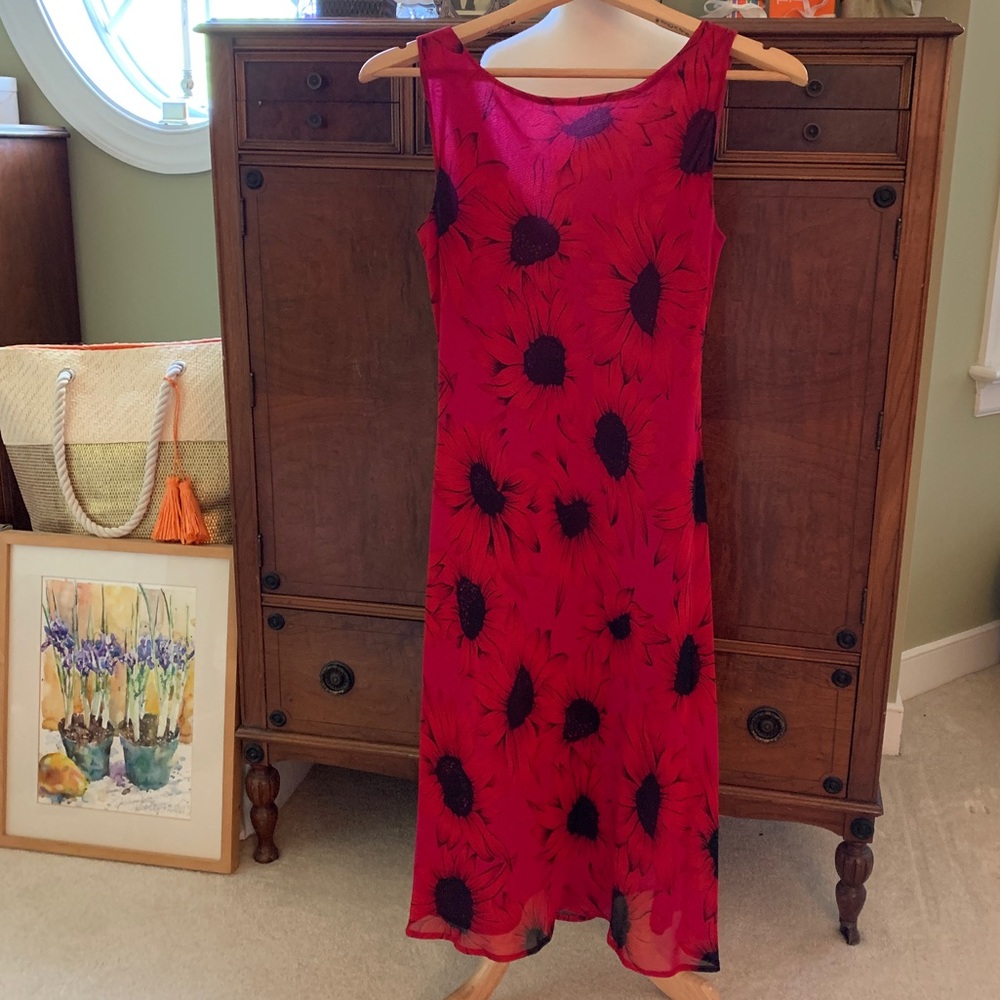 Red and Pink Floral Dress